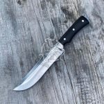 Damascus Tracker Knife — Hand-Forged, Stag Horn Handle, Leather Sheath | Engraving Available (RK-524)
