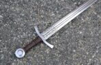 Viking Sword — Hand-Forged Damascus, Olive Wood Handle, Sheath Included (RK-528) - view 2