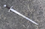 Viking Sword — Hand-Forged Damascus, Olive Wood Handle, Sheath Included (RK-528)