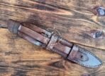Damascus Bowie Knife — Hand-Forged, Stag Horn Handle, Leather Sheath | Engraving Available - Image 4