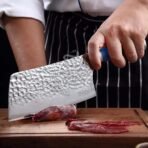 Stainless Steel Chef Knife — Hand-Forged, 12″ Overall, Stag Horn Handle, Leather Sheath - view 2