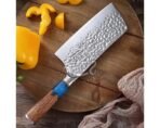 Stainless Steel Chef Knife — Hand-Forged, 12″ Overall, Stag Horn Handle, Leather Sheath