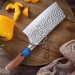 Stainless Steel Chef Knife — Hand-Forged, 12" Overall, Stag Horn Handle, Leather Sheath