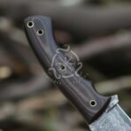Damascus Bowie Knife — Hand-Forged, 10" Overall, Micarta Handle, Leather Sheath | Engraving Available - Image 4