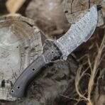 Damascus Bowie Knife — Hand-Forged, 10" Overall, Micarta Handle, Leather Sheath | Engraving Available - Image 7