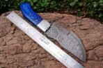 Damascus Tracker Knife — Hand-Forged, 10" Overall, Hardwood Handle, Leather Sheath (RK-543) - Image 3