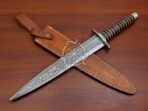 Damascus Dagger Knife — Hand-Forged, Rosewood Handle, Leather Sheath (RK-549) - Image 2