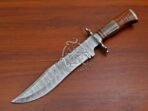 Damascus Bowie Knife — Hand-Forged, Camel Bone Handle, Leather Sheath (RK-551) - view 2