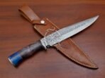 Damascus Bowie Knife — Hand-Forged, Camel Bone Handle, Leather Sheath (RK-553) - Image 2