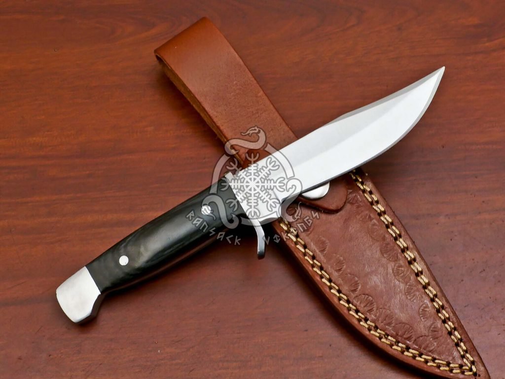 D2 Steel Skinner Knife — Hand-Forged, Pakka Wood Handle, Leather Sheath - view 2