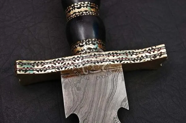 Dagger Sword — Hand-Forged Damascus, Olive Wood Handle, Sheath Included (RK-520) - view 2