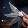 RK-531 Beautiful Damascus Pocket Knife Clip Point Folding Knife Pocket Hunting Survival Tactical Damascus Steel Wood - Image 5
