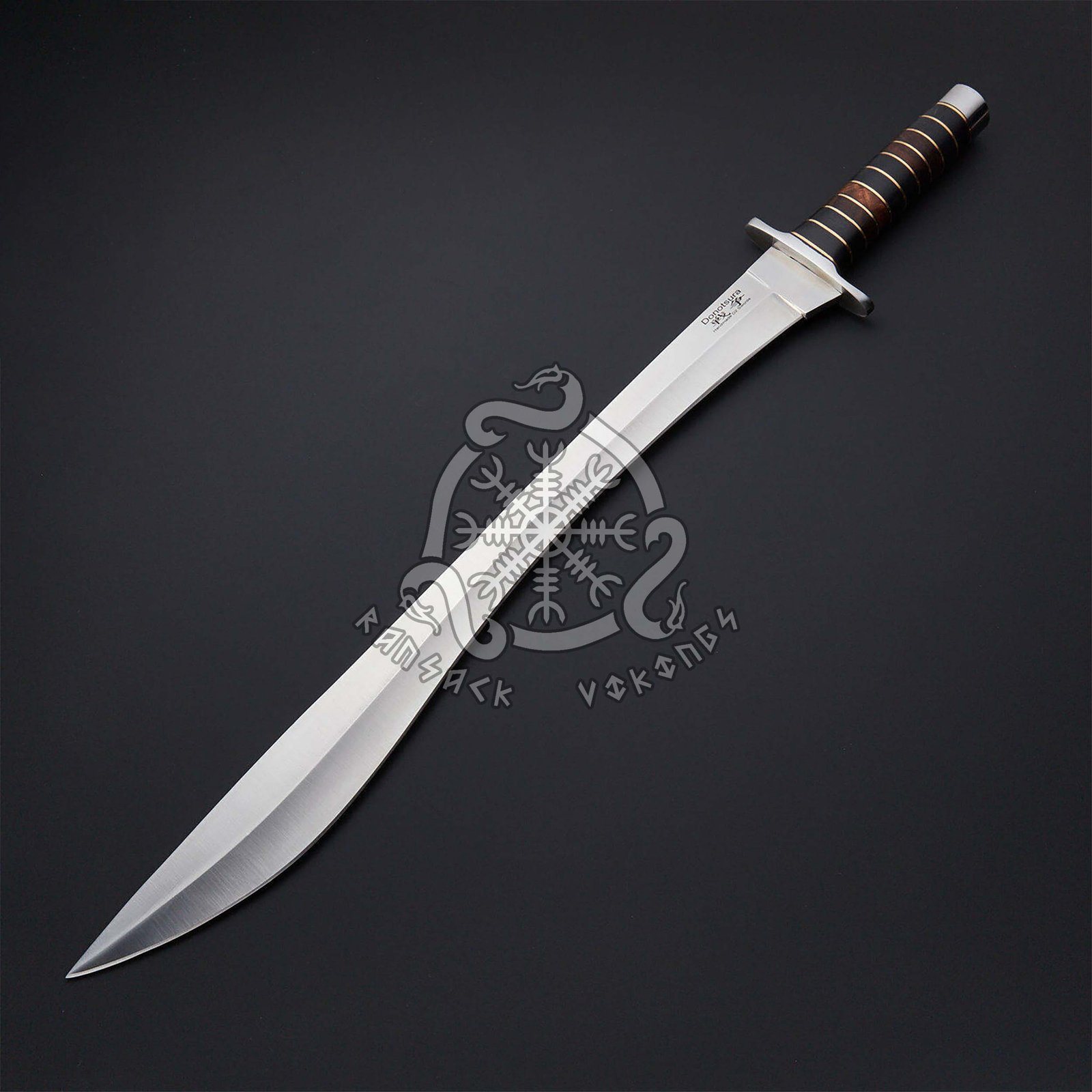 Custom Handmade D2 Steel Hunting Katana Sword - 23" Blade, Rosewood Handle, Sheath
