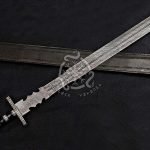 Dagger Sword — Hand-Forged Damascus, Olive Wood Handle, Sheath Included (RK-520)
