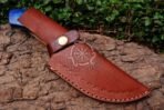 Damascus Tracker Knife — Hand-Forged, 10" Overall, Hardwood Handle, Leather Sheath (RK-543) - Image 4