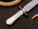 Damascus Dagger Knife — Hand-Forged, Bone Handle, Leather Sheath (RK-515) - Image 2