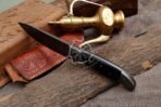 Damascus Skinner Knife — Hand-Forged, Wood Handle, Leather Sheath (RK-530) - Image 3