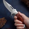 RK-531 Beautiful Damascus Pocket Knife Clip Point Folding Knife Pocket Hunting Survival Tactical Damascus Steel Wood - Image 6