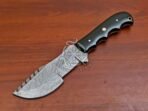 Damascus Tracker Knife — Hand-Forged, 10" Overall, Micarta Handle, Leather Sheath - Image 3