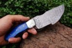 Damascus Tracker Knife — Hand-Forged, 10" Overall, Hardwood Handle, Leather Sheath (RK-543) - Image 2