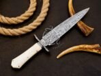 Damascus Dagger Knife — Hand-Forged, Bone Handle, Leather Sheath (RK-515) - Image 3