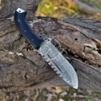 Damascus Tracker Knife — Hand-Forged, 10" Overall, Micarta Handle, Leather Sheath (RK-542) - Image 4