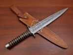 Damascus Dagger Knife — Hand-Forged, Rosewood Handle, Leather Sheath (RK-549) - Image 4