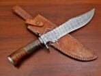 Damascus Bowie Knife — Hand-Forged, Camel Bone Handle, Leather Sheath (RK-551) - view 4