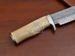 Damascus Bowie Knife — Hand-Forged, Bone Handle, Leather Sheath (RK-552) - Image 5
