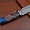 RK-553 Custom Handmade Damascus Hunting Bowie Camping knife Best Quality Knife Gift For Him With Beautiful Color Camel Bone Handle USA Made - Image 4