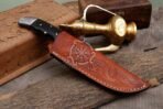 Damascus Skinner Knife — Hand-Forged, Wood Handle, Leather Sheath (RK-530) - Image 4
