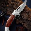 RK-531 Beautiful Damascus Pocket Knife Clip Point Folding Knife Pocket Hunting Survival Tactical Damascus Steel Wood - Image 7