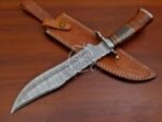 Damascus Bowie Knife — Hand-Forged, Camel Bone Handle, Leather Sheath (RK-551) - view 8