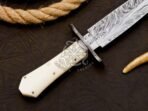 Damascus Dagger Knife — Hand-Forged, Bone Handle, Leather Sheath (RK-515) - Image 4