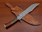 Damascus Bowie Knife — Hand-Forged, Camel Bone Handle, Leather Sheath (RK-551) - view 5