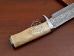 Damascus Bowie Knife — Hand-Forged, Bone Handle, Leather Sheath (RK-552) - Image 6