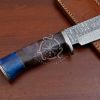 RK-553 Custom Handmade Damascus Hunting Bowie Camping knife Best Quality Knife Gift For Him With Beautiful Color Camel Bone Handle USA Made - Image 5