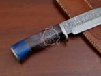 Damascus Bowie Knife — Hand-Forged, Camel Bone Handle, Leather Sheath (RK-553) - Image 5