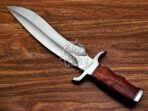 Damascus Bowie Knife — Hand-Forged, Wood Handle, Leather Sheath (RK-567) - Image 5