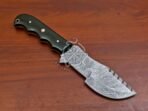 Damascus Tracker Knife — Hand-Forged, 10" Overall, Micarta Handle, Leather Sheath - Image 5