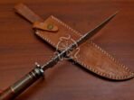 Damascus Bowie Knife — Hand-Forged, Camel Bone Handle, Leather Sheath (RK-551) - view 6