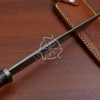 RK-553 Custom Handmade Damascus Hunting Bowie Camping knife Best Quality Knife Gift For Him With Beautiful Color Camel Bone Handle USA Made - Image 6
