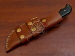 Damascus Tracker Knife — Hand-Forged, 10" Overall, Micarta Handle, Leather Sheath - Image 7