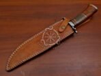 Damascus Bowie Knife — Hand-Forged, Bone Handle, Leather Sheath (RK-552) - Image 2