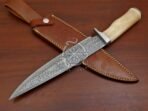 Damascus Bowie Knife — Hand-Forged, Bone Handle, Leather Sheath (RK-552) - Image 9