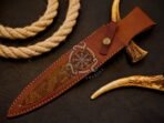 Damascus Dagger Knife — Hand-Forged, Bone Handle, Leather Sheath (RK-515) - Image 8