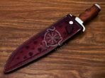 Damascus Bowie Knife — Hand-Forged, Wood Handle, Leather Sheath (RK-567) - Image 9