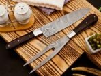 Damascus Chef Knife — Hand-Forged, 13" Overall, Stag Horn Handle, Leather Sheath - Image 2