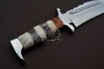 Damascus Camp Knife — Hand-Forged, Camel Bone Handle, Leather Sheath - Image 3