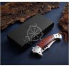 RK-531 Beautiful Damascus Pocket Knife Clip Point Folding Knife Pocket Hunting Survival Tactical Damascus Steel Wood - Image 3